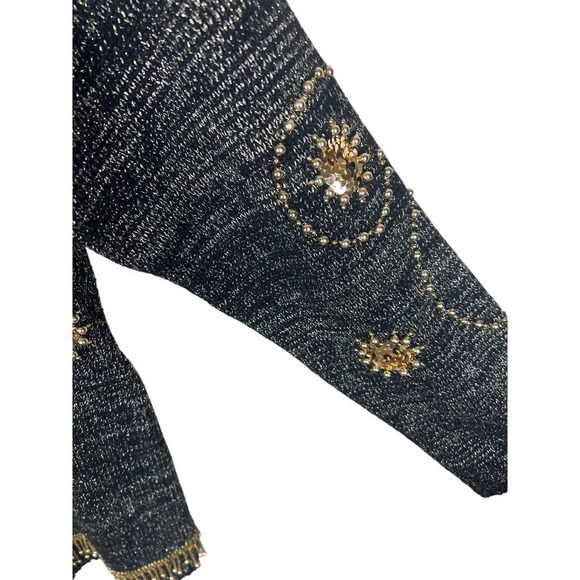 Statements by Pronto Vintage Gold Metallic Sequins Beads Women’s Medium - Picture 3 of 9